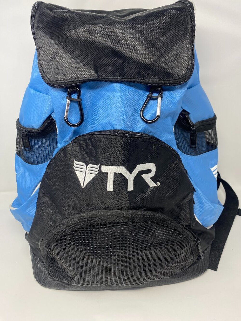 TYR Alliance Team 45L Backpack Blue Black Swim Triathlon Swimming Beach Travel